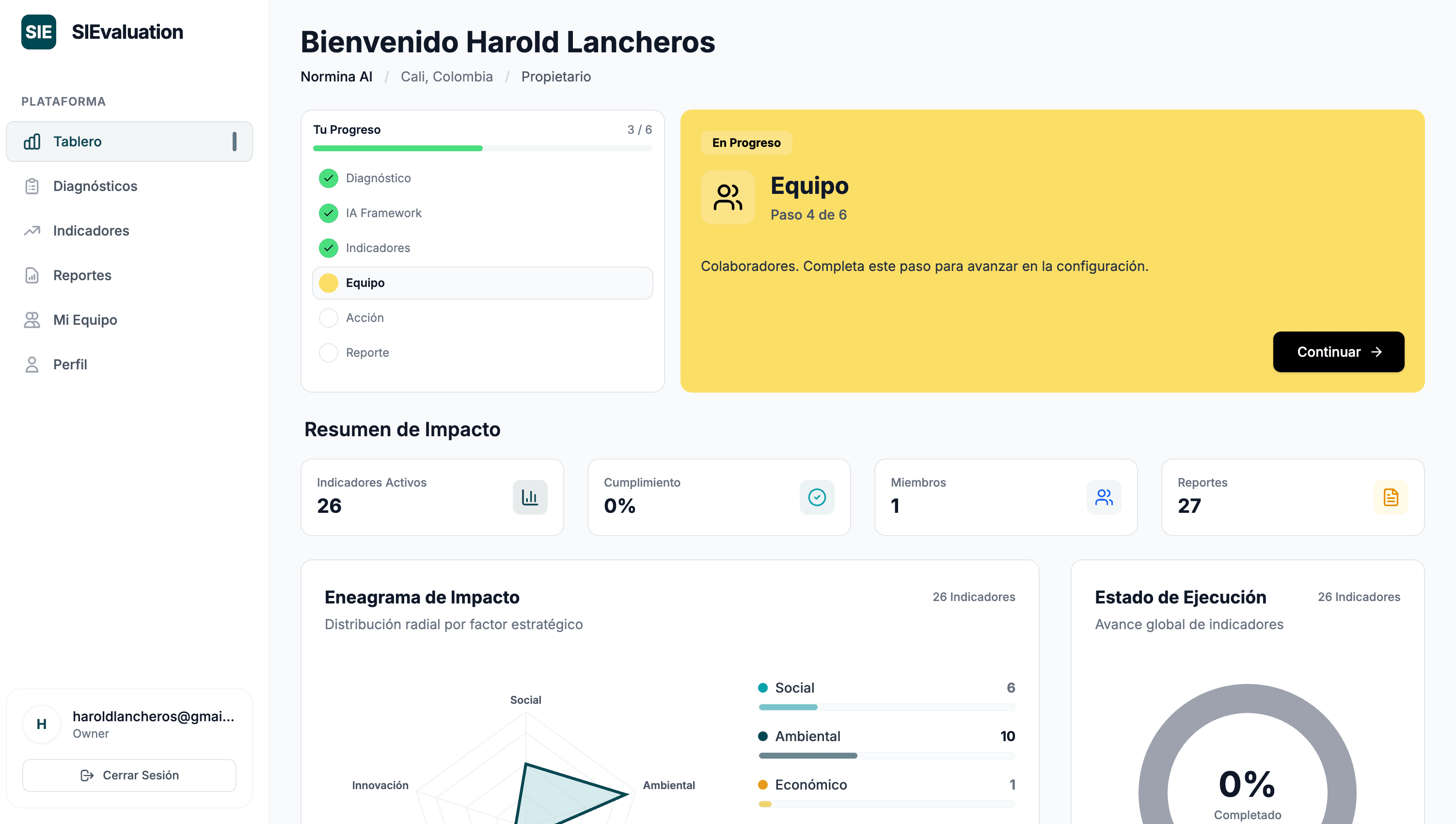 SIE Dashboard Interface